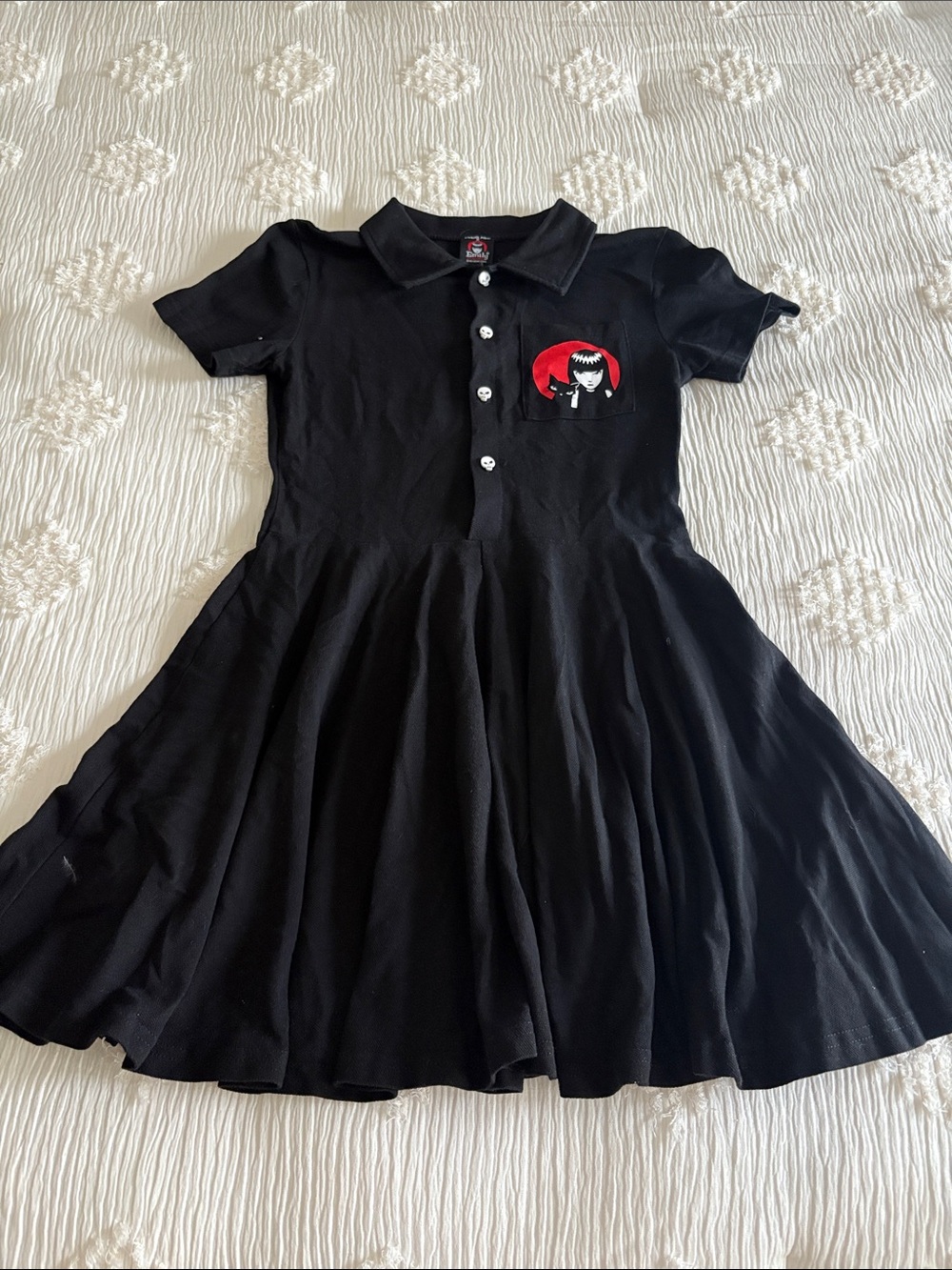RARE Dolls Kill Black Polo Skater Dress with Red Graphic
